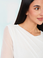 Białe siateczkowe body z drapowaniem