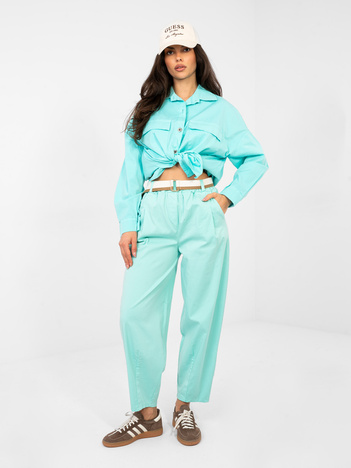 Pastelowe miętowe spodnie marchewki z bawełny