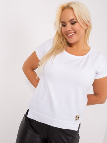 Hurt Biała damska bluzka plus size z rozcięciami