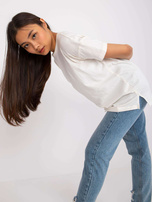 Ecru t-shirt damski z bawełny Honorine MAYFLIES