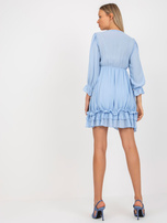 Hurt Jasnoniebieska mini sukienka boho z falbaną OCH BELLA