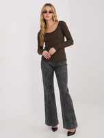 Czekoladowy longsleeve basic z bawełny 