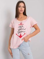 Jasnoróżowy damski t-shirt z napisem Silva
