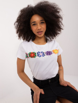 Hurt Biały bawełniany t-shirt z haftem BASIC FEEL GOOD