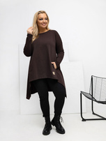 Czekoladowa asymetryczna tunika plus size