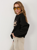 Czarna bluza oversize z wypukłym napisem RUE PARIS 