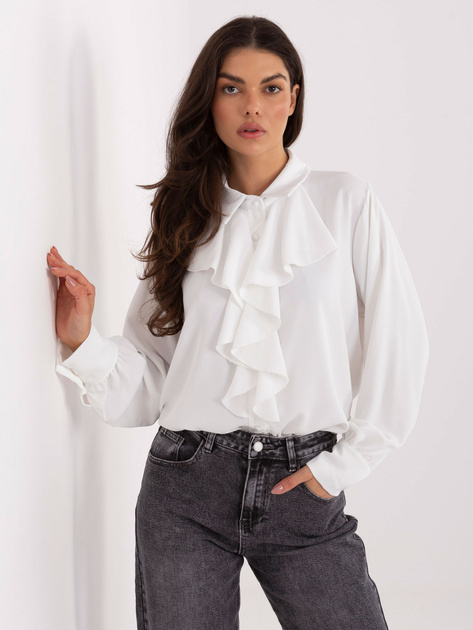 Ecru damska koszula z ozdobnymi guzikami