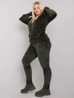 Khaki welurowy komplet plus size Michell