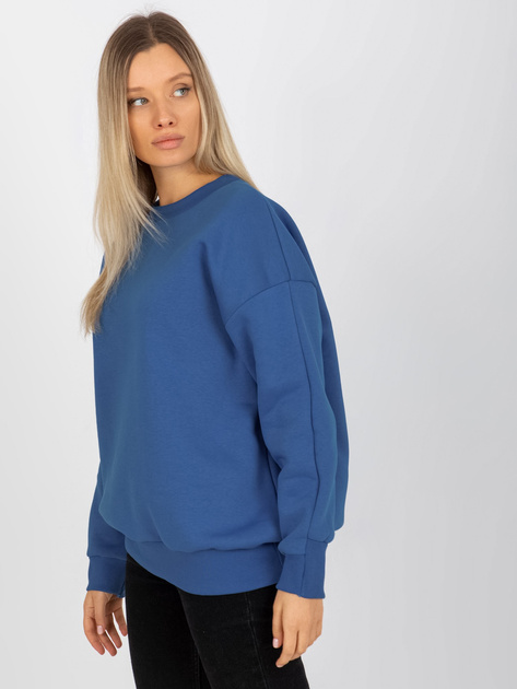 Hurtownia Ciemnoniebieska dresowa bluza basic oversize