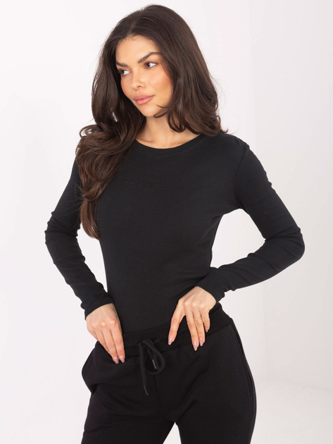 Czarna damska bluzka z długim rękawem
