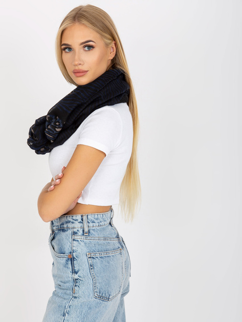 Czarno-niebieska chusta komin w zwierzęce motywy