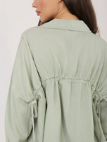 Khaki rozpinana koszula z domieszką lnu