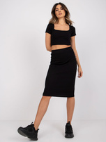 Czarna spódnica prążkowana Jammie RUE PARIS