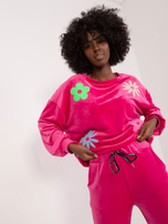 Hurt Fuksjowy komplet damski ze spodniami z weluru