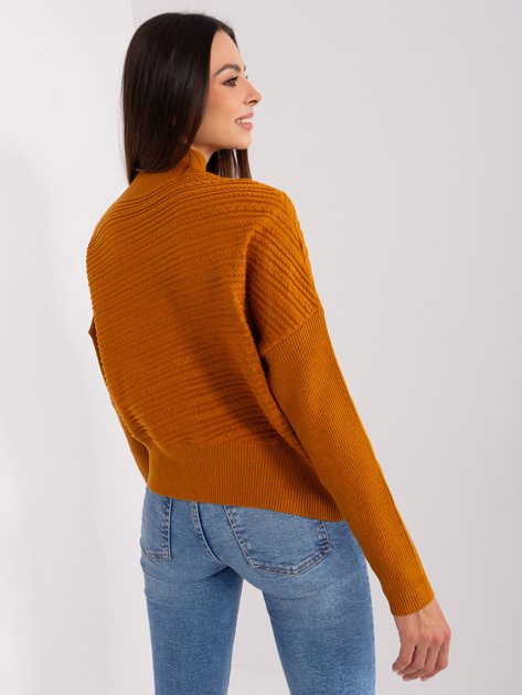 Hurt Jasnobrązowy sweter asymetryczny z wełną