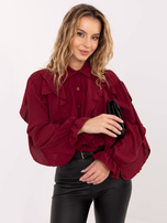 Bordowa elegancka koszula z żabotem