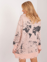 Hurtownia Jasnoróżowy sweter oversize z dziurami