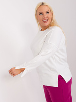 Hurtowna Ecru bluza plus size z okrągłym dekoltem