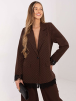 Brązowa marynarka z koronkowym wykończeniem