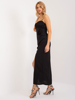 Hurt Czarna sukienka koktajlowa z ozdobnym kwiatem