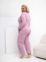 Růžová dámská pyžama plus size z bavlny.