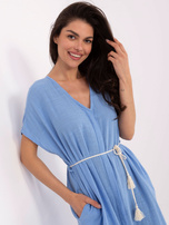 Niebieska sukienka szmizjerka z bawełny OCH BELLA 