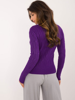 Hurt Ciemnofioletowy dopasowany sweter klasyczny