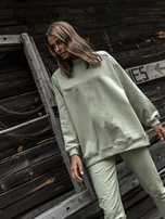 Pistacjowe dresowe spodnie basic z bawełny