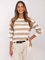 Hurtownia Ciemnobeżowo-ecru bluzka z bawełny 