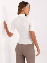 Ecru prążkowany sweter z wiskozą