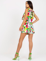 Hurt Zielony wzorzysty komplet casualowy z krótkim topem 