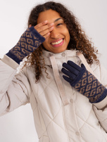 Hurt Granatowe ciepłe rękawiczki z nakładką 