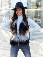 Czarno-szara damska kamizelka futrzana Romi