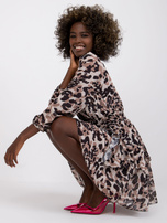 Beżowa sukienka z falbaną Parla OCH BELLA