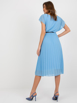 Hurt Light Blue Flared Dress with Pleats