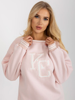 Hurt Jasnoróżowa ocieplana bluza bez kaptura z bawełny