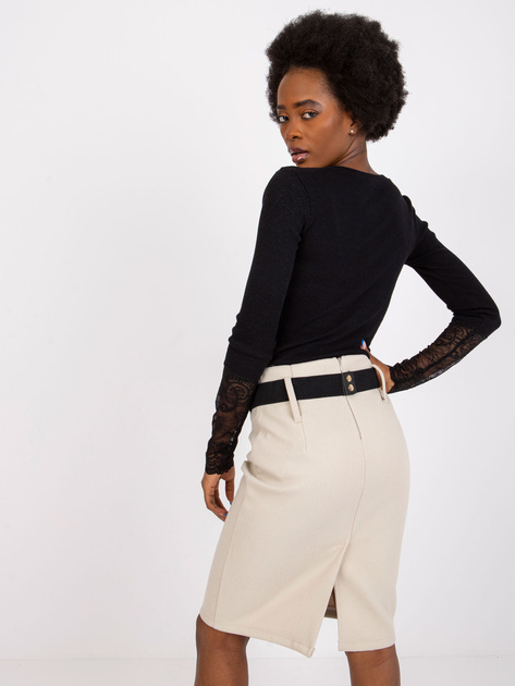 Czarna prążkowana bluzka z koronką Beatrice RUE PARIS