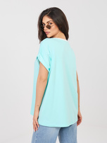 Miętowa asymetryczna bluzka z napisem California