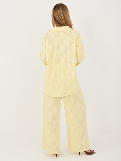 Jasnożółty letni komplet z koszulą i spodniami RUE PARIS