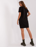 Hurt Czarna dresowa sukienka basic z krótkim rękawem