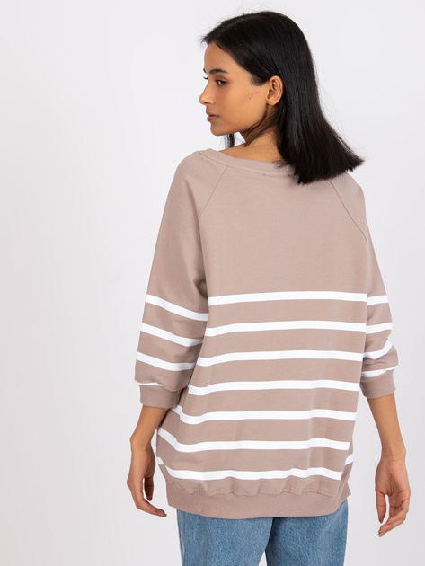 Ciemnobeżowo-biała bluza w paski Sydney RUE PARIS