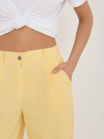 Jasnożółte sztruksowe spodnie z nogawką 7/8 RUE PARIS