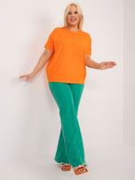 Hurt Fluo orange plus size blouse with a round neckline.