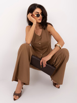 Jasnobrązowy letni komplet z domieszką lnu