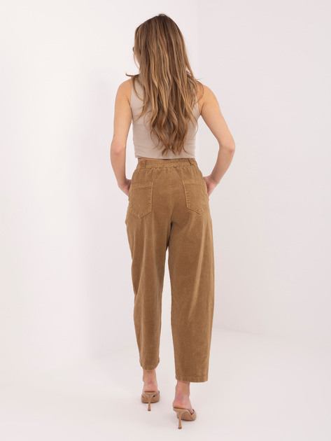 Camelowe sztruksowe spodnie z nogawką RUE PARIS