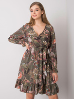 Khaki sukienka z dekoltem V Agnes OCH BELLA