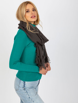 Hurt Ciemnoszary szal damski z frędzlami