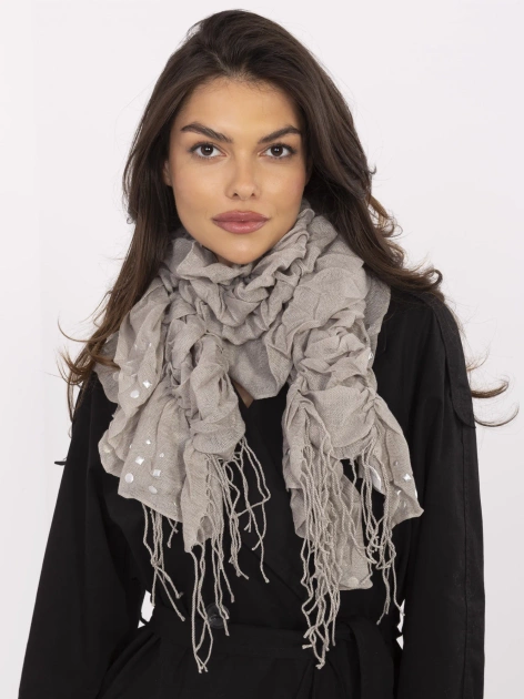 Ciemnobeżowa chusta z marszczeniem