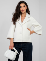 Ecru foam coat with pockets.