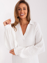 Hurt Ecru luźna bluzka koszulowa z dekoltem V